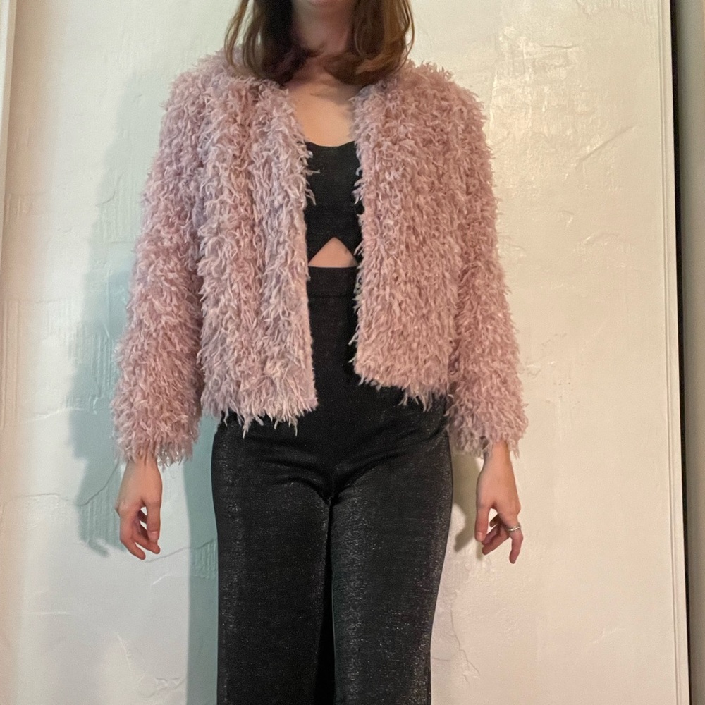 Lauren Conrad Pink Shag Cardigan
